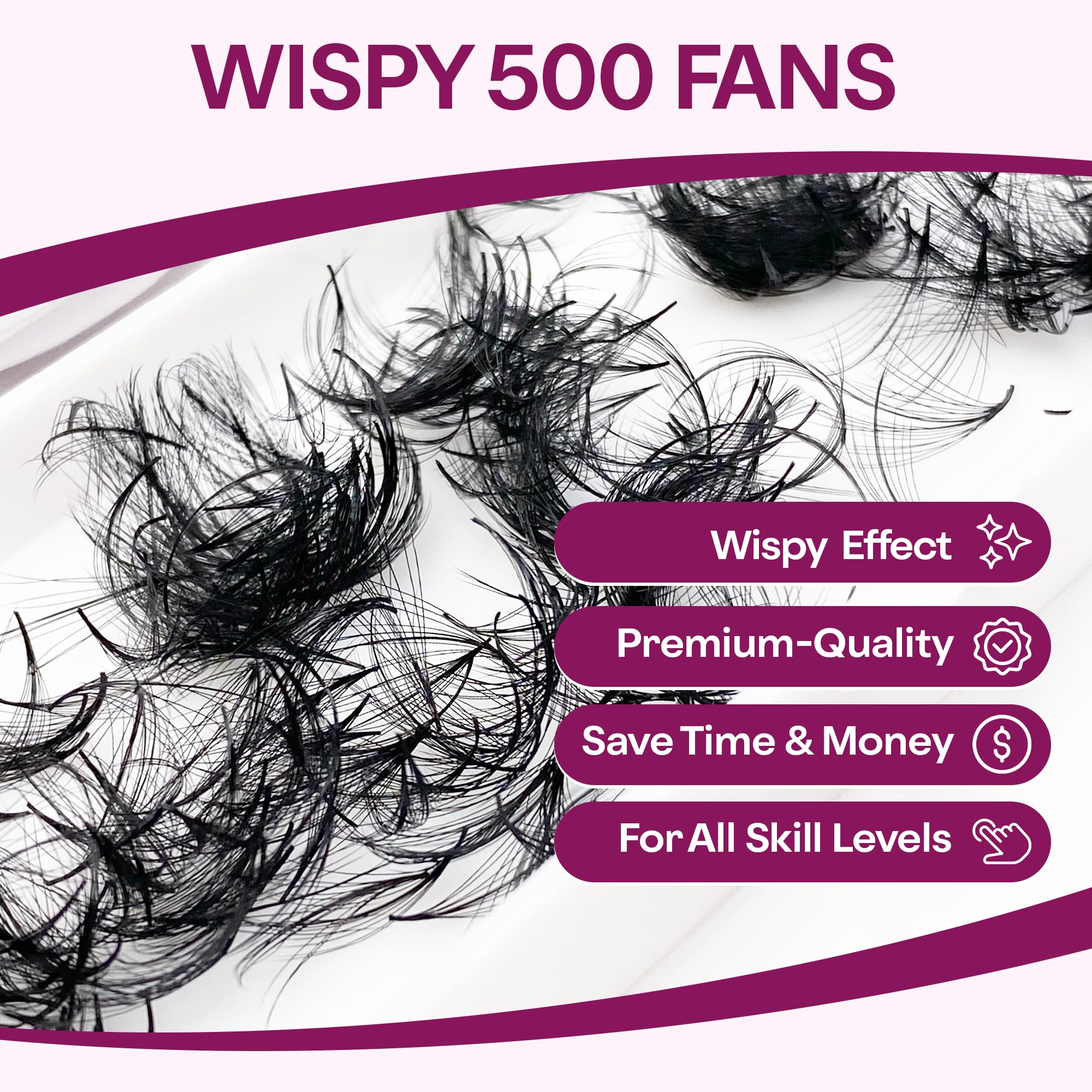 Glamgaze premade fans 9-16mm for long, lightweight lash extensions