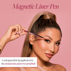 Glamnetic brown eyeliner application precision with easy-to-use felt tip for beginners