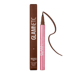 Glamnetic brown felt-tip eyeliner pen closeup showing precise application for a natural lash look