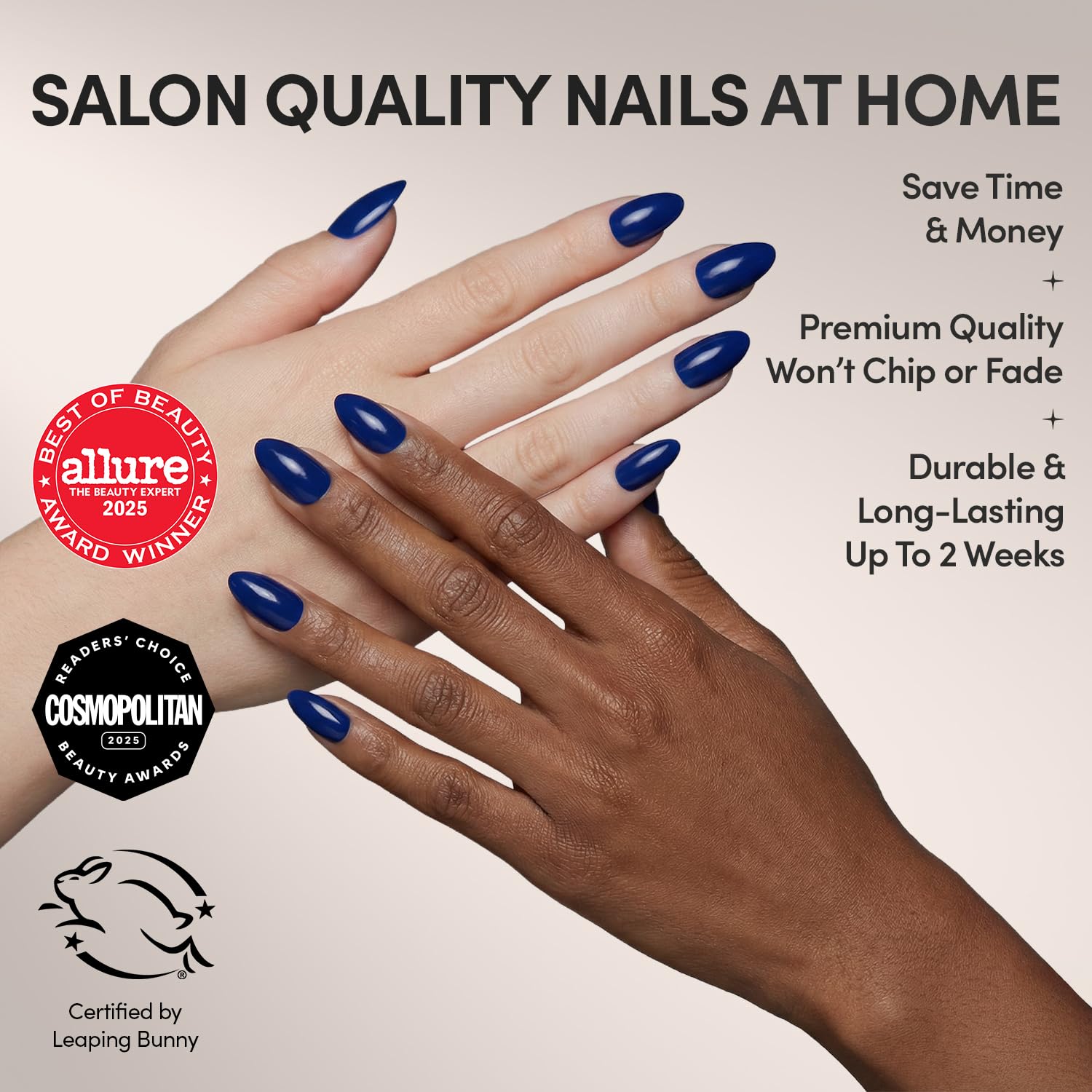 Glamnetic Midnight Blue close-up showing opaque navy shade for bold style