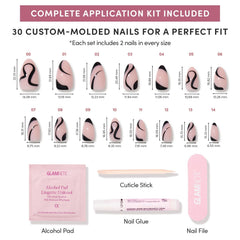 Glamnetic nails with glue and included tools for secure at-home application.