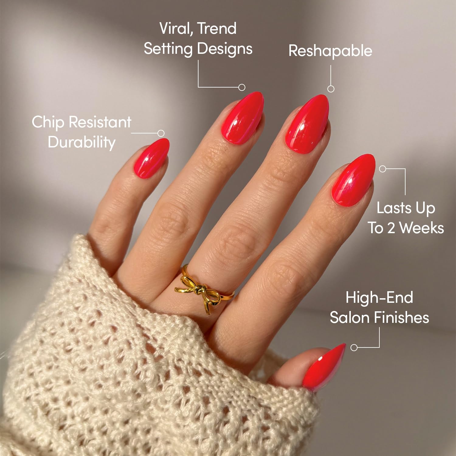 Glamnetic Red Flag nails with bright red hue ideal for date night looks.
