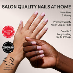 Glamnetic Sugar BB baby pink nails for a timeless chic mani.