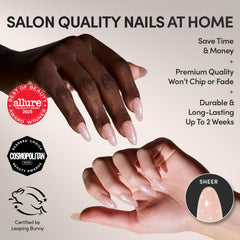 Glamnetic Sugar Glazed medium oval nails highlight elongating silhouette for everyday wear.