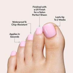Breakaway tabs enable easy application on Glamnetic Think Pink toenails.