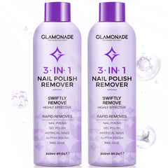 Glamonade acetone remover bottle close-up for fast gel polish removal