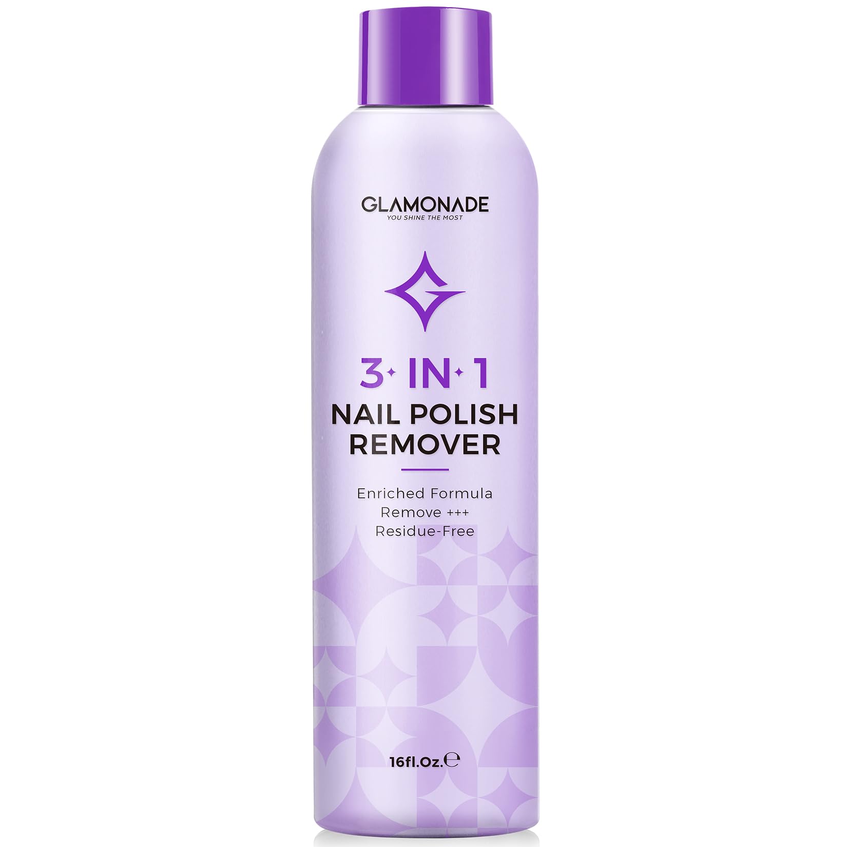 Glamonade acetone remover bottle showing fast gel polish removal for salon use.