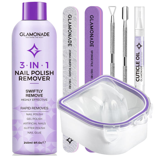 Glamonade acetone remover bottle with anti evaporation cap for spill-free gel removal