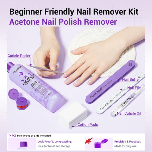 Glamonade cuticle oil application supports moisturized nails during removal.