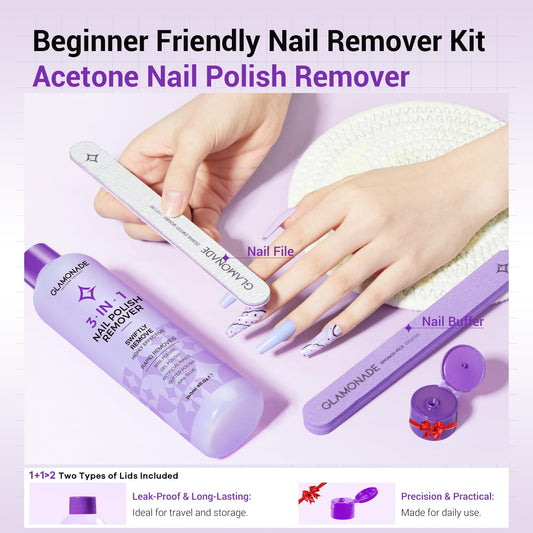 Glamonade nail file included for quick prep and smoother nails.