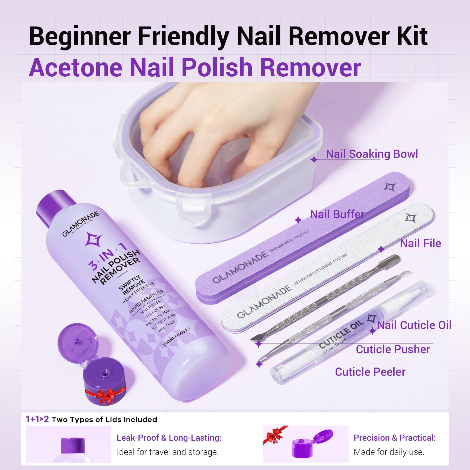 Glamonade nail file for precise shaping during gel polish removal