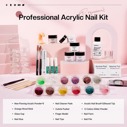 Glamonade nail kit white acrylic powder for crisp, bright manicures