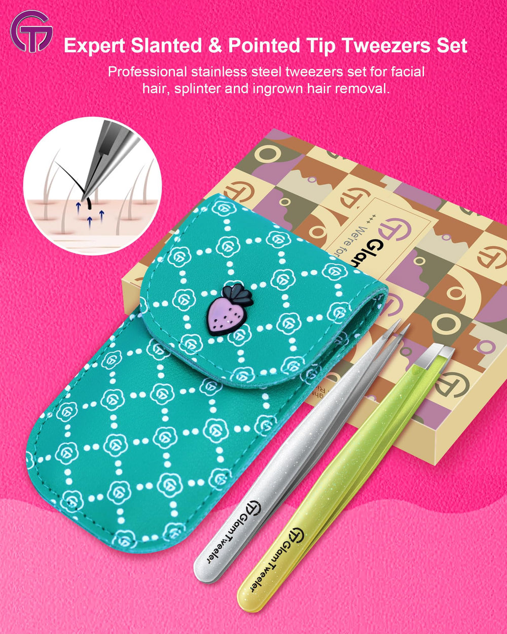 GlamTweeler brow shaping tools in a grooming setup