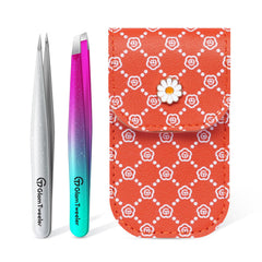 GlamTweeler expert slant tweezer set with travel case for precise grooming