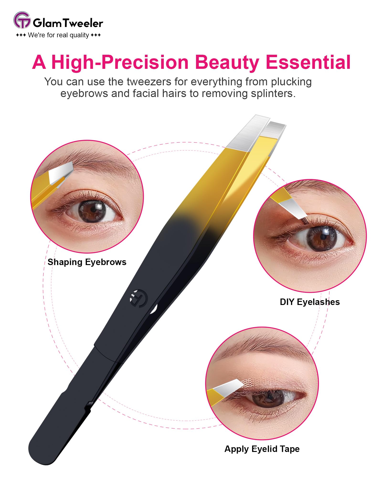 GlamTweeler G-01 multi-purpose use for brows, ingrown hairs, and grooming.