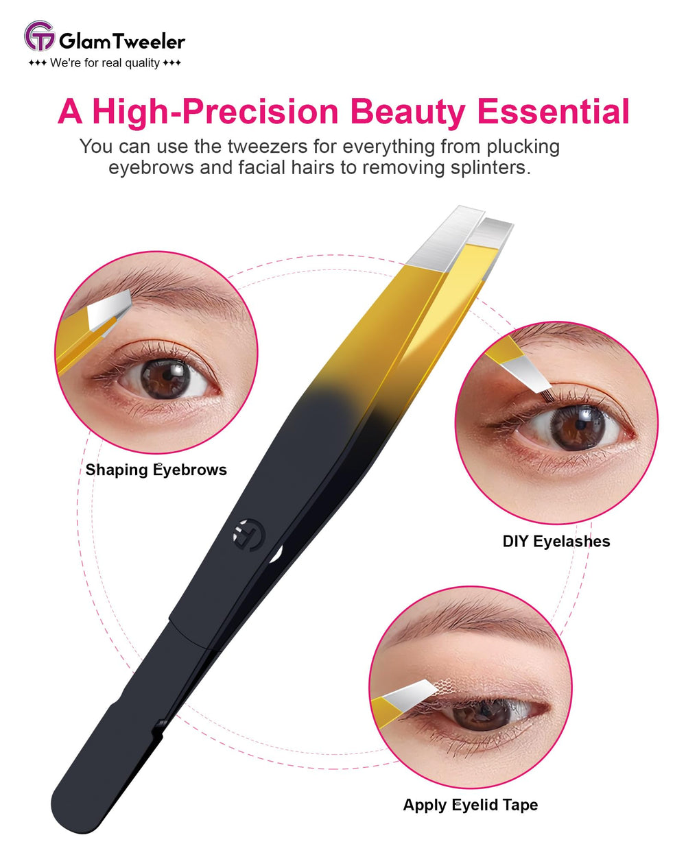 GlamTweeler G-01 multi-purpose use for brows, ingrown hairs, and grooming.