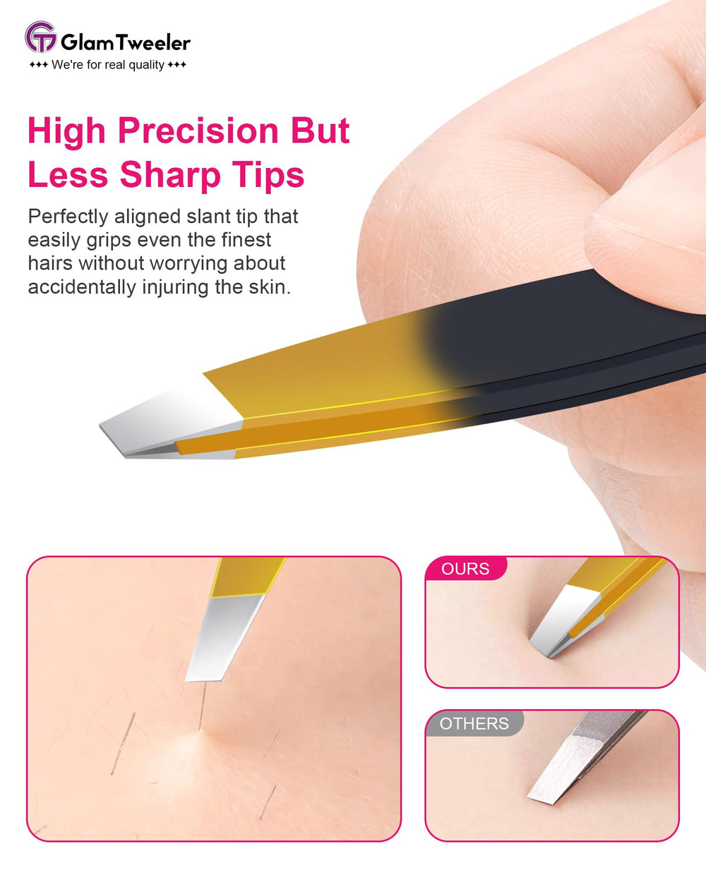 GlamTweeler G-01 stainless steel construction delivers durability for daily use.