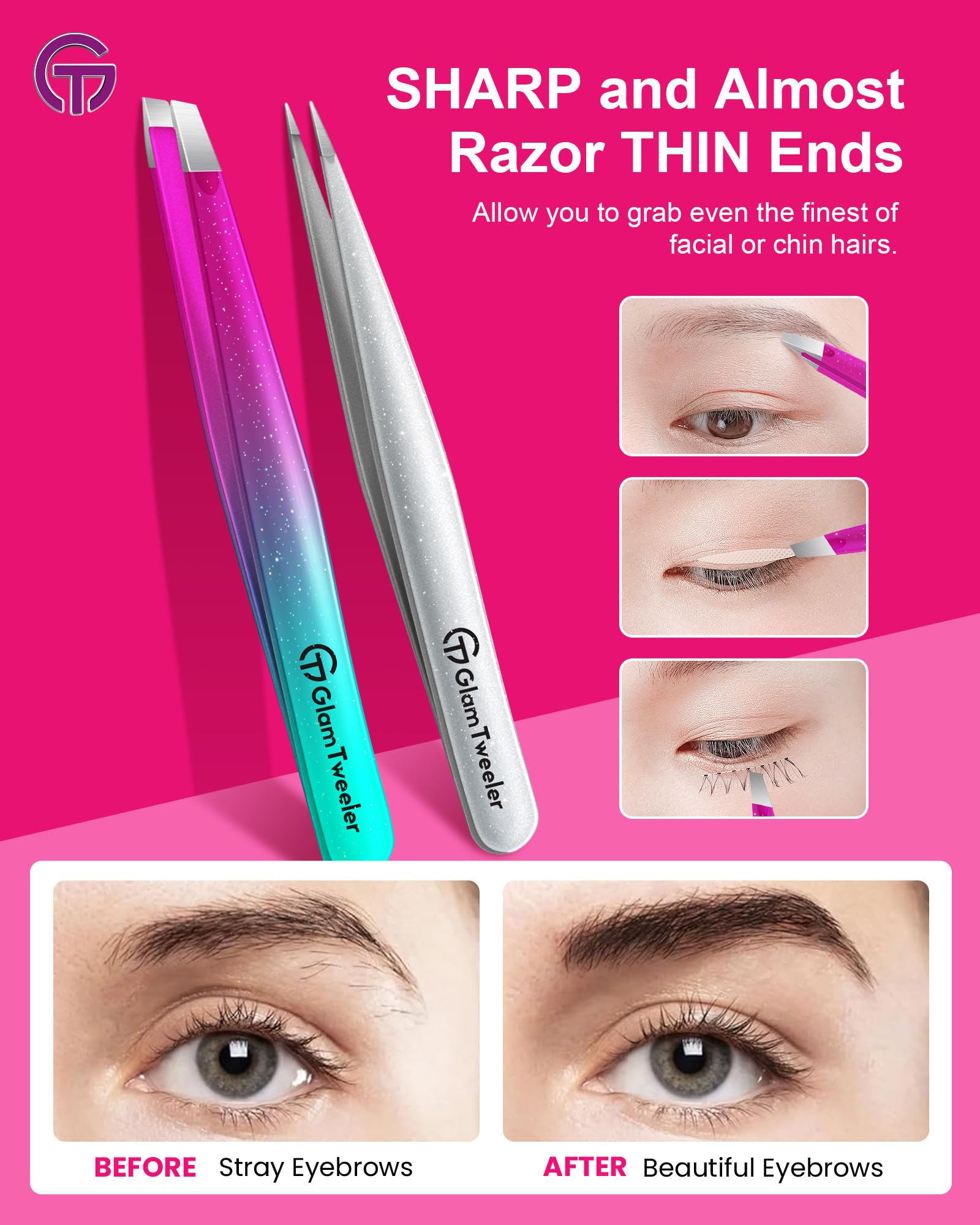 GlamTweeler ingrown hair removal tweezer in action