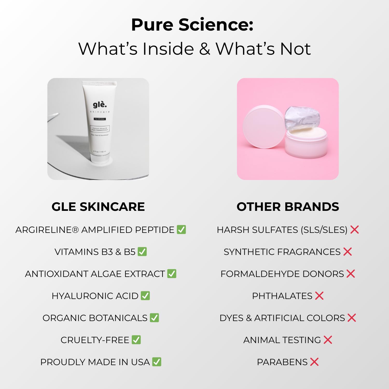 Gle Skincare USA-made cruelty-free badge signals ethical production