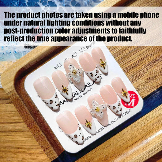 Gleamrain nails with a three-dimensional floral design for eye-catching detail.