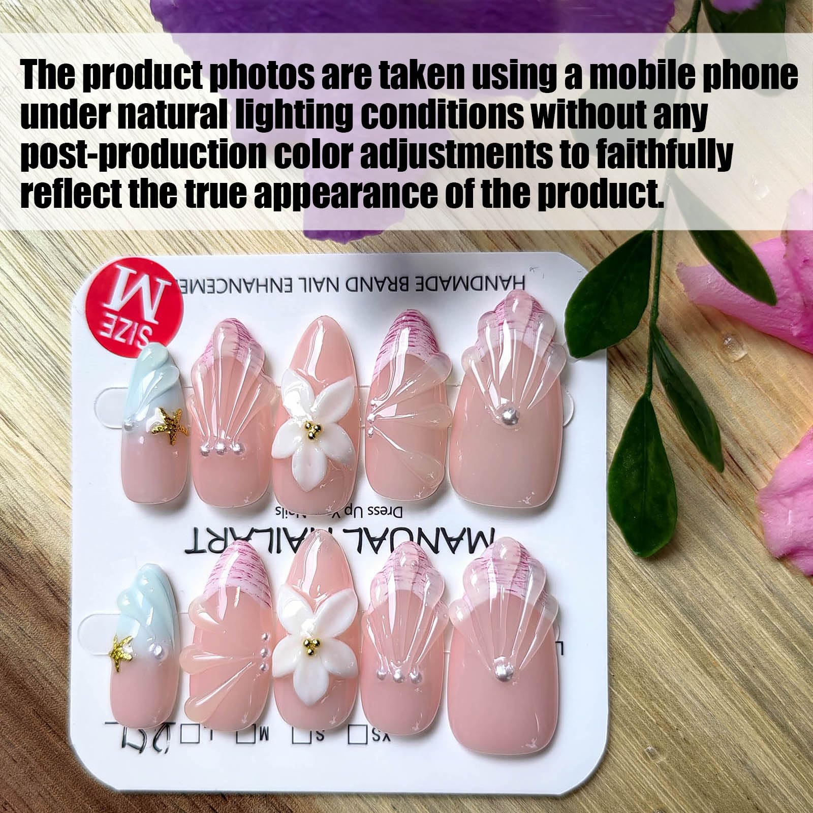 Gleamrain 3D floral pattern nails add eye-catching detail.