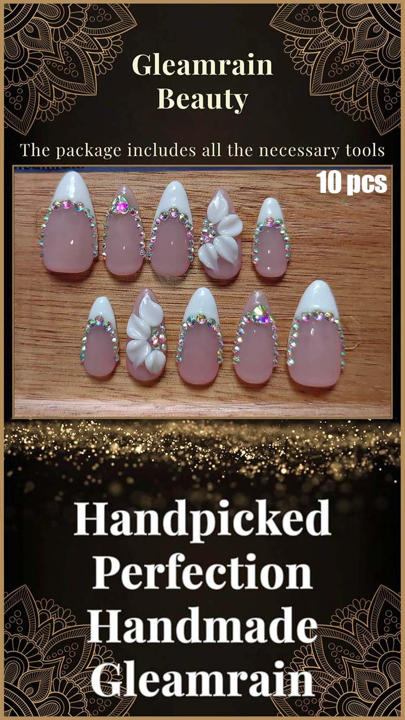 Gleamrain almond nails available in sizes S and L for a better fit.