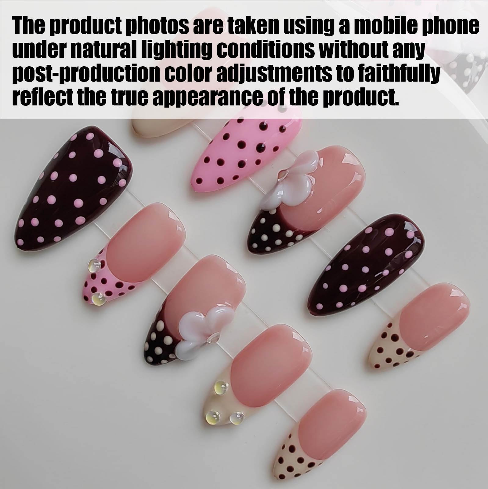 Gleamrain almond press-on nails medium length with French tip for a chic, salon-like finish