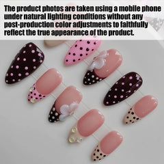 Gleamrain almond press-on nails medium length with French tip for a chic, salon-like finish