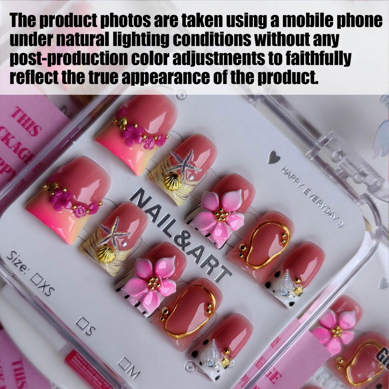 Gleamrain nails on a hand showing a full press-on set for at-home manicure