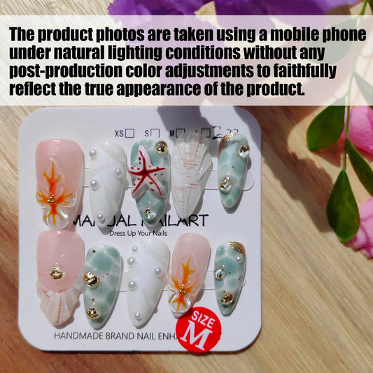 Gleamrain almond nails with floral embellishments offering a charming, eye-catching design.