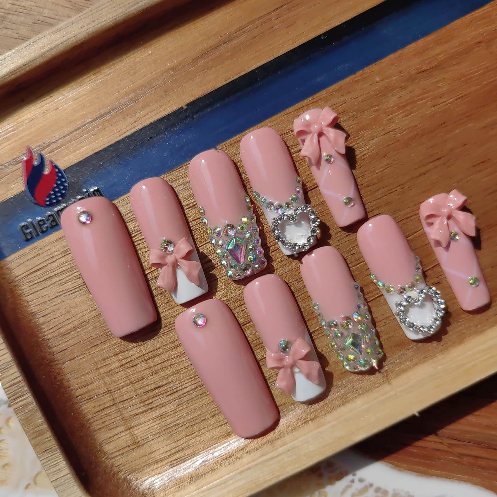Gleamrain handmade nails long square M size for elegant everyday wear