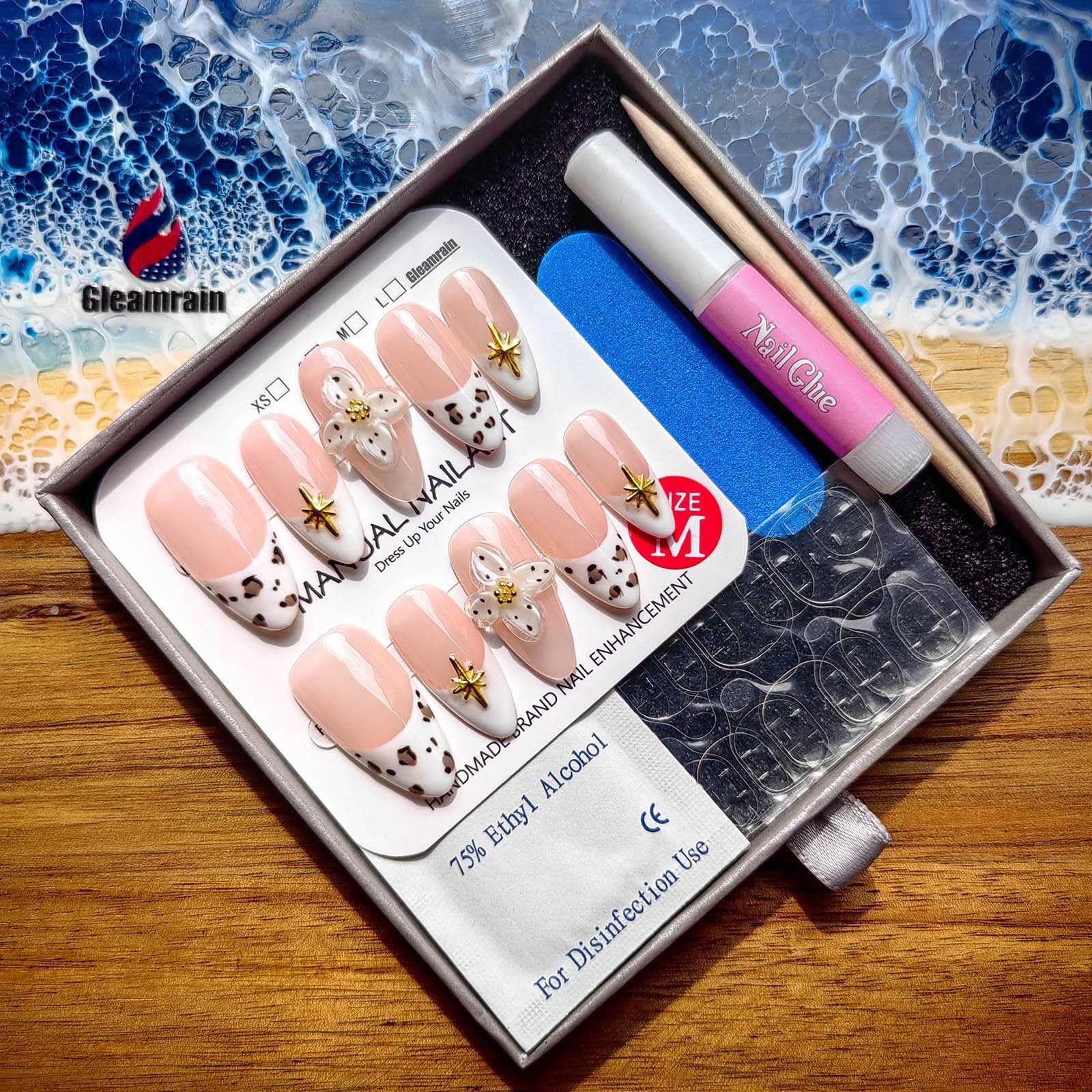 Gleamrain glitter accents add long-lasting style for at-home manicures.