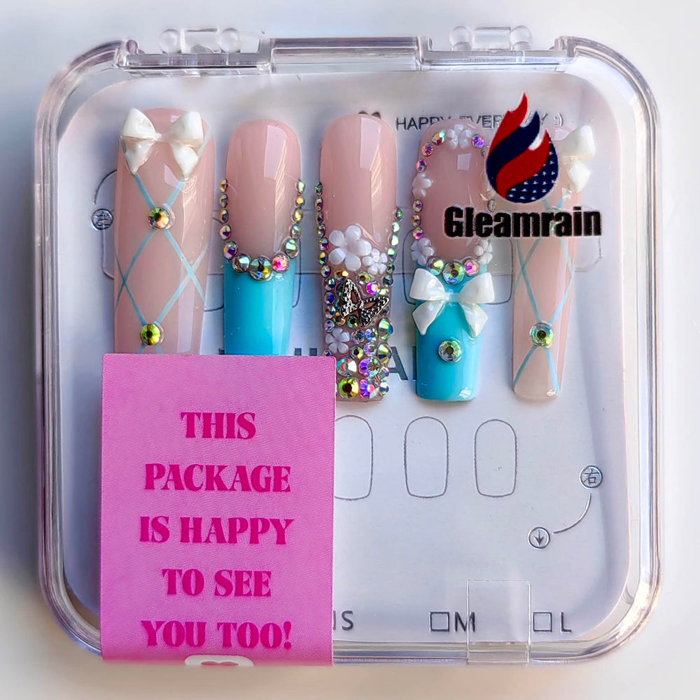 Gleamrain nails with a high gloss top coat for standout shine