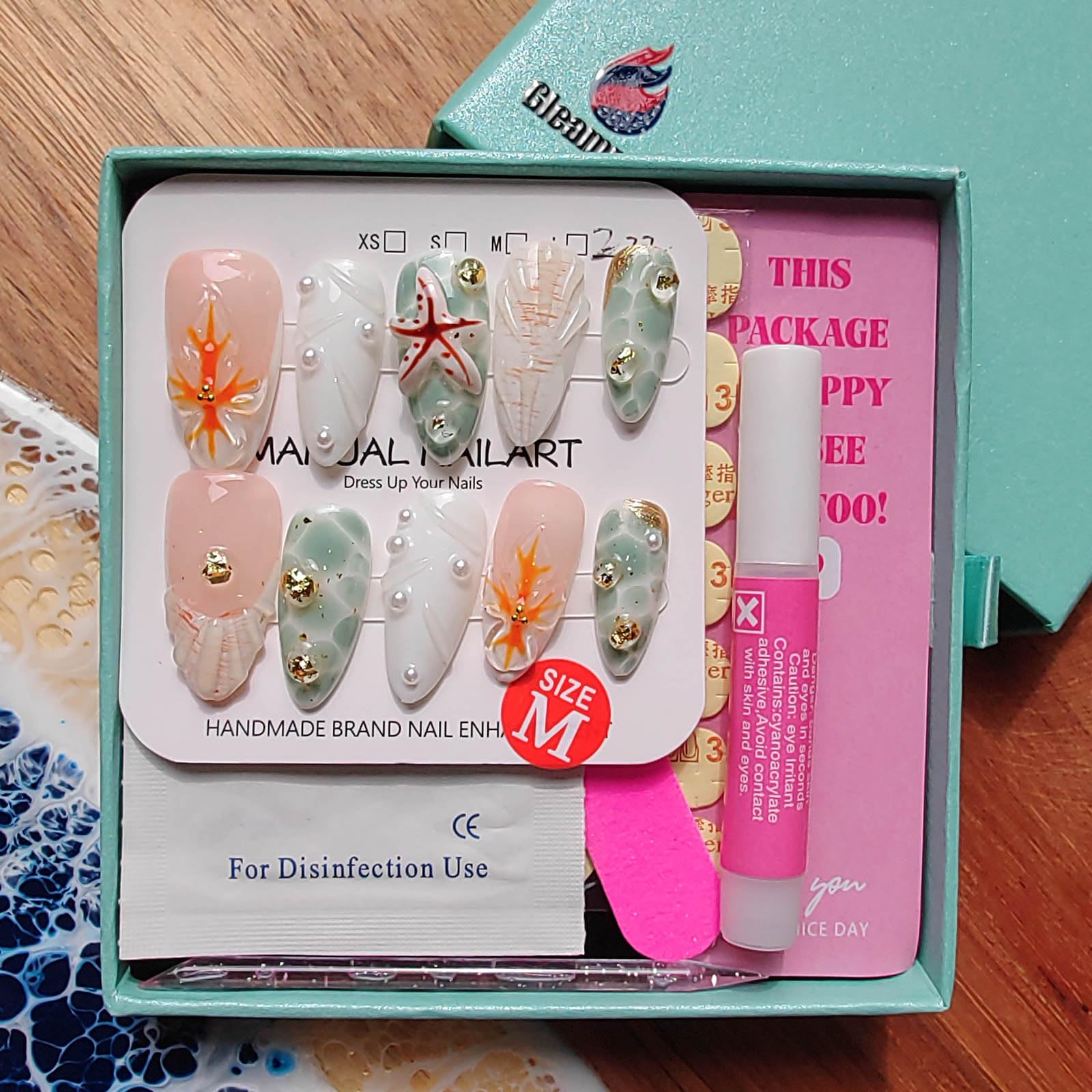 Gleamrain nails styled to pair with casual or formal outfits.