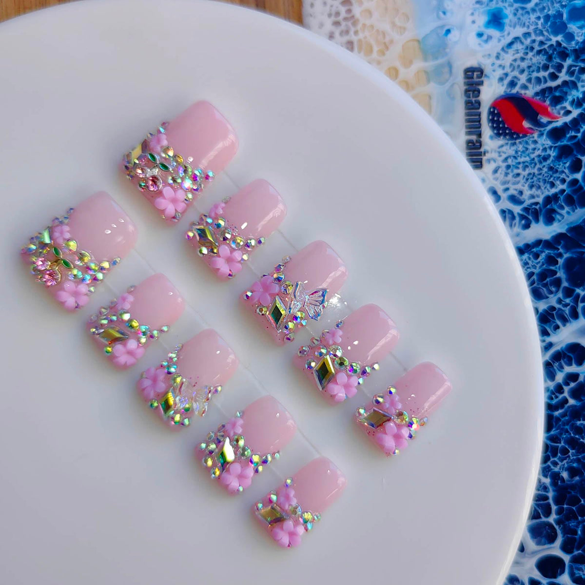 Gleamrain pink press-on nails with duck design for versatile everyday elegance.