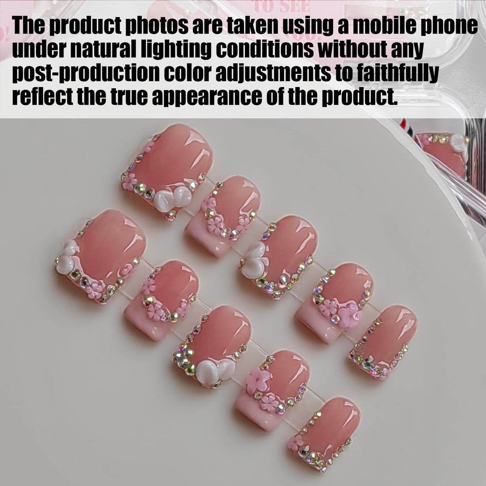 Gleamrain square press-on nails with high gloss finish for a bold look.
