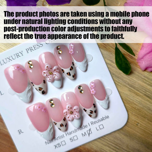 Gleamrain three-dimensional floral pattern nails for a chic event look.