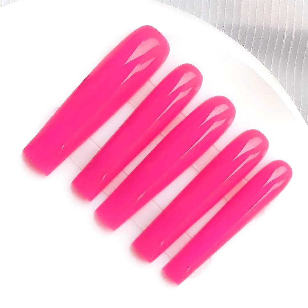 Gleamrain Xxl magenta square nails with glossy finish for elegant at-home manicures.