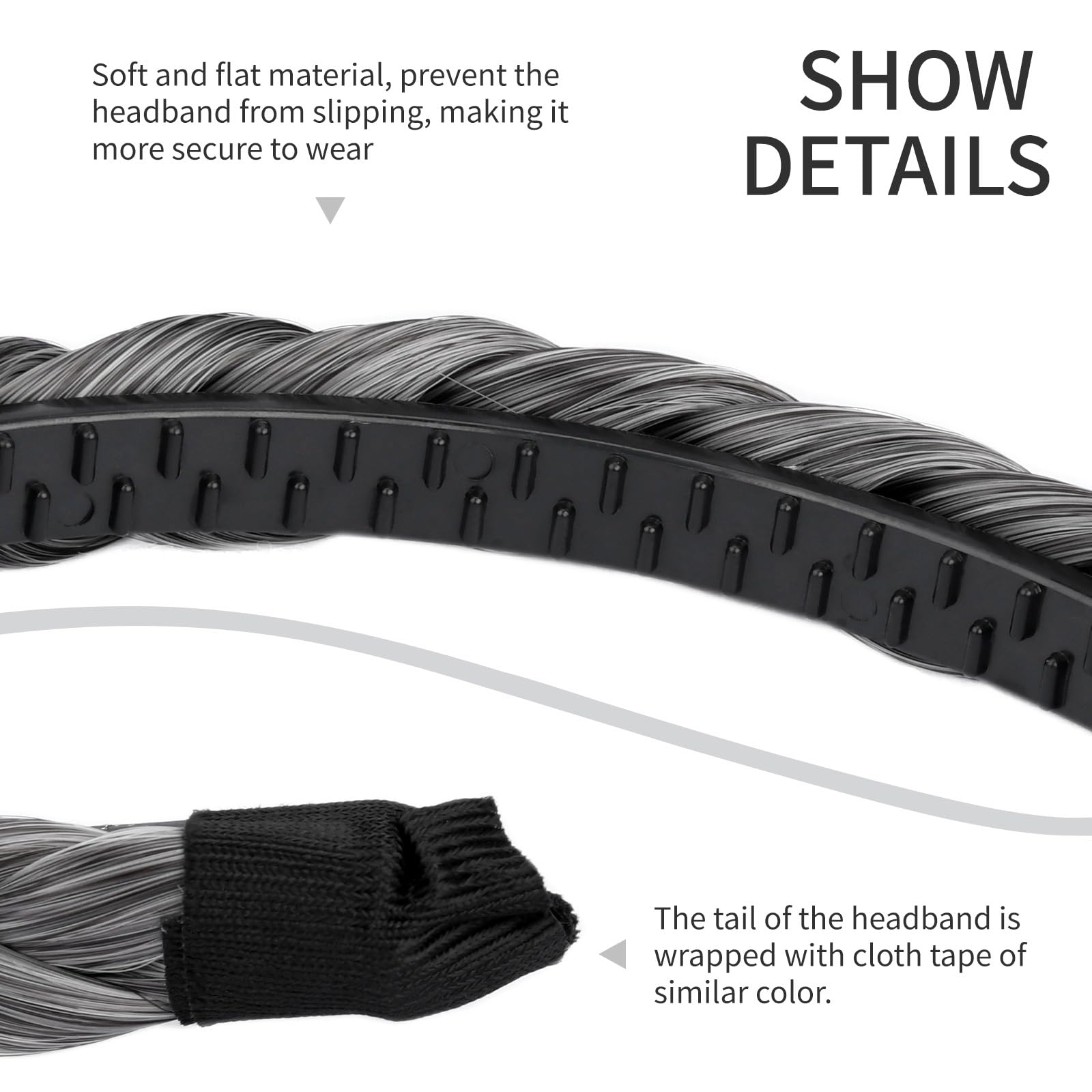 Gledola-headband-cover-base-hidden shows thick braid concealing the base for a natural look.