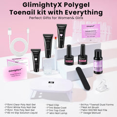 GlimightyX three-color polygel set in clear, white and pink for French tips