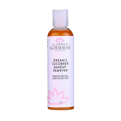 GLIMMER GODDESS cucumber makeup remover bottle for gentle cleansing and hydration.