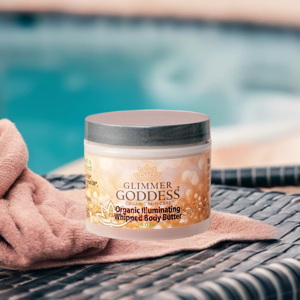 Glimmer Goddess nourishing skin with long-lasting hydration.