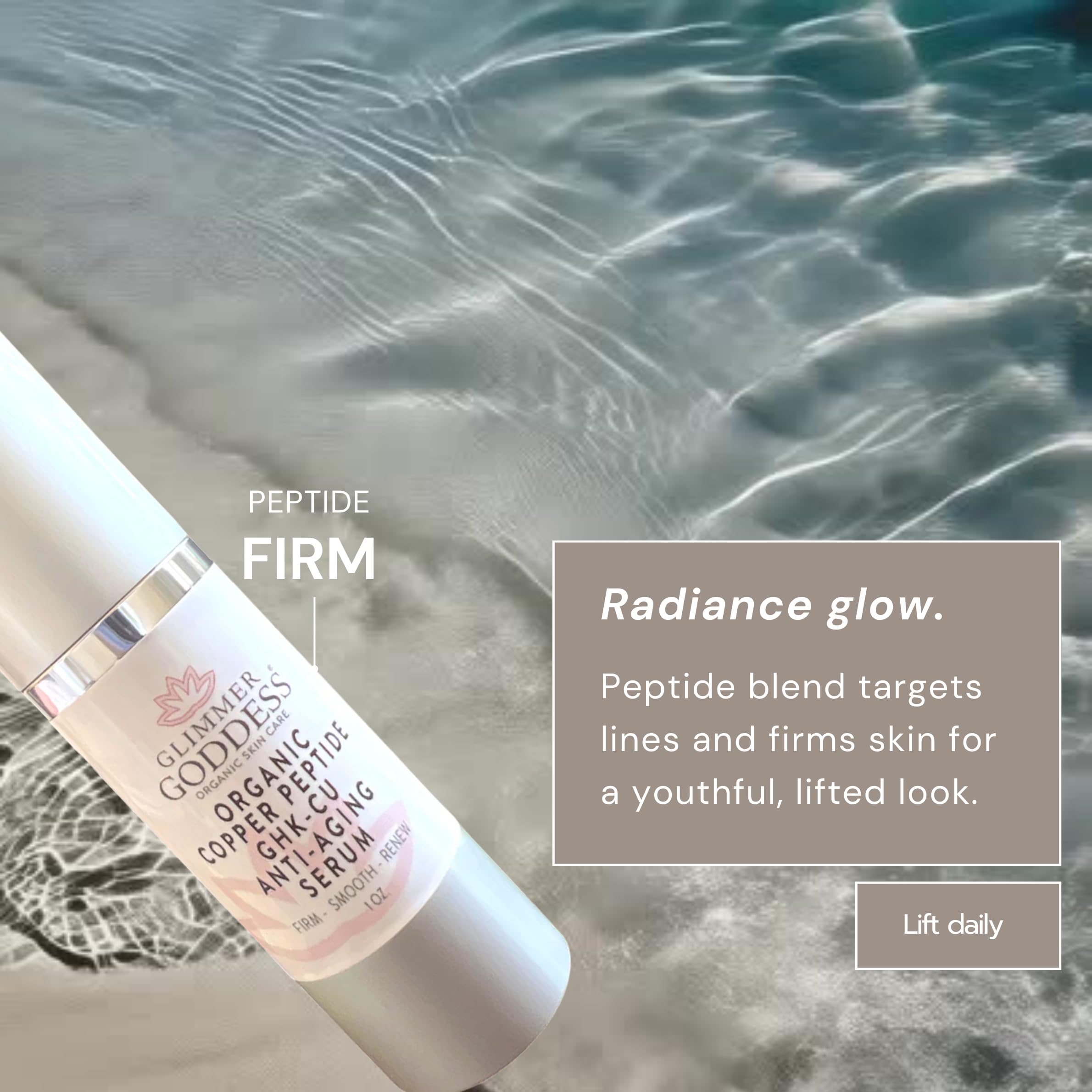 Glimmer Goddess serum texture-swatch reveals a silky, hydrating feel.