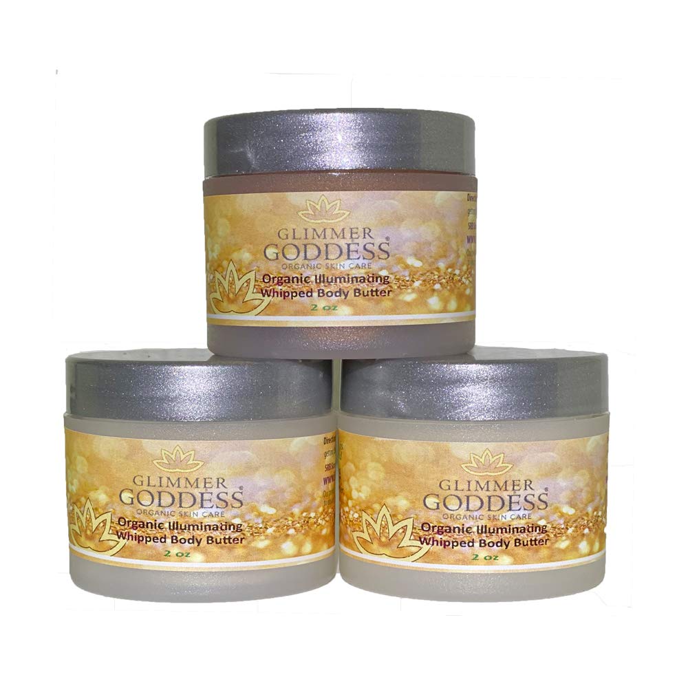GLIMMER GODDESS Shimmer Body Butter bronze-jar provides radiant hydration and warm glow.