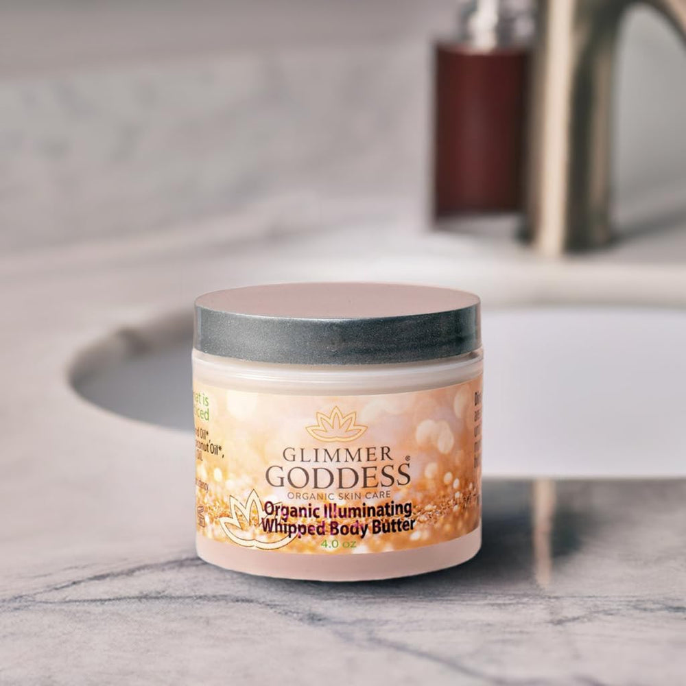 Glimmer Goddess silky non-greasy finish after absorption.