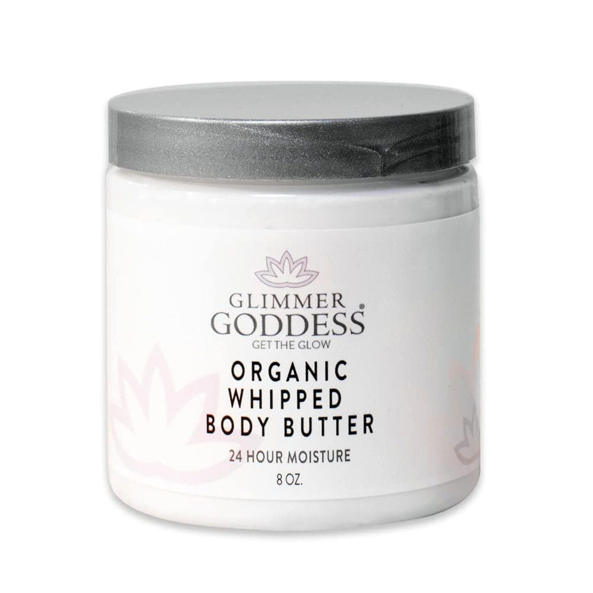 Glimmer Goddess whipped body butter jar shows rich hydration for skin