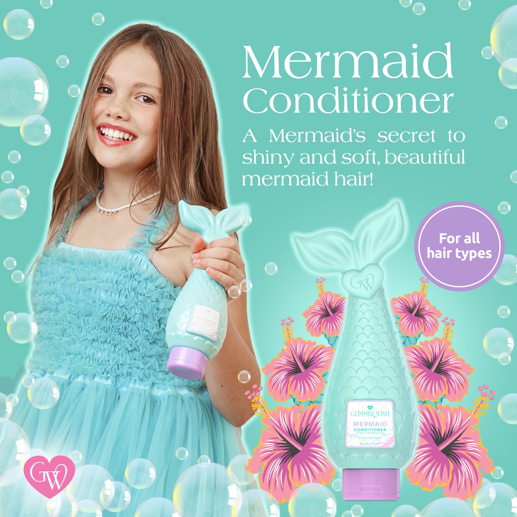 Glimmer Wish mermaid conditioner pour shows quick, even distribution for small hands.