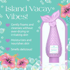 Glimmer Wish Mermaid Kids Body Wash close-up with bubbles and smooth texture.
