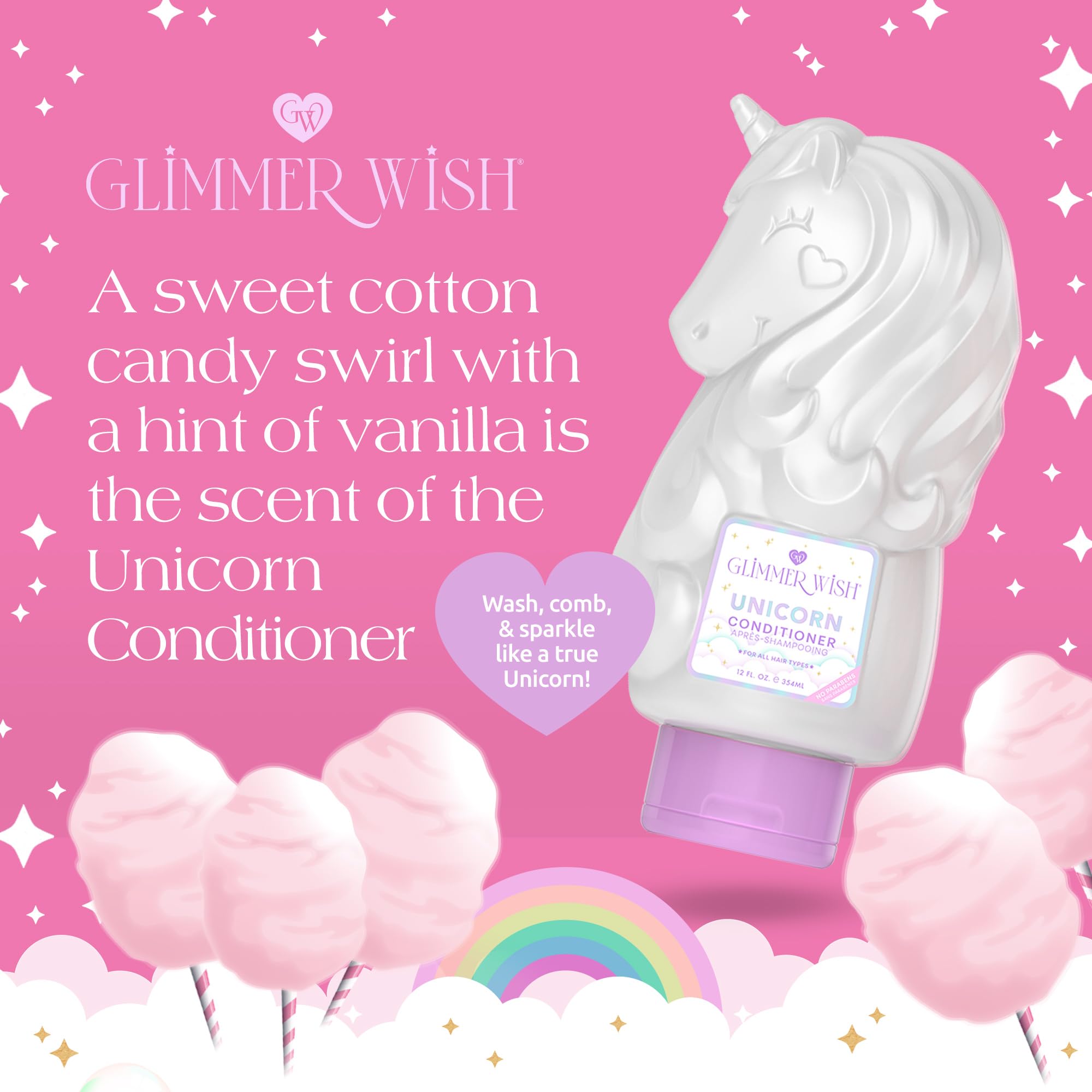 Child detangling hair after using Glimmer Wish Unicorn Conditioner