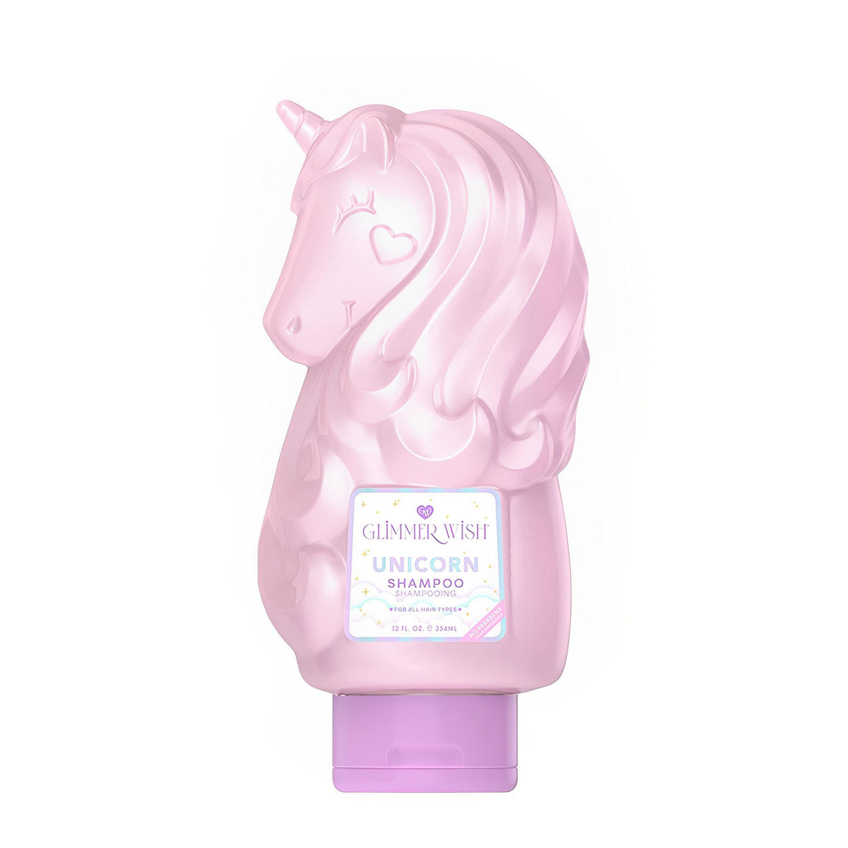 Glimmer Wish Unicorn Kids Shampoo bottle front with cotton candy scent for gentle cleansing